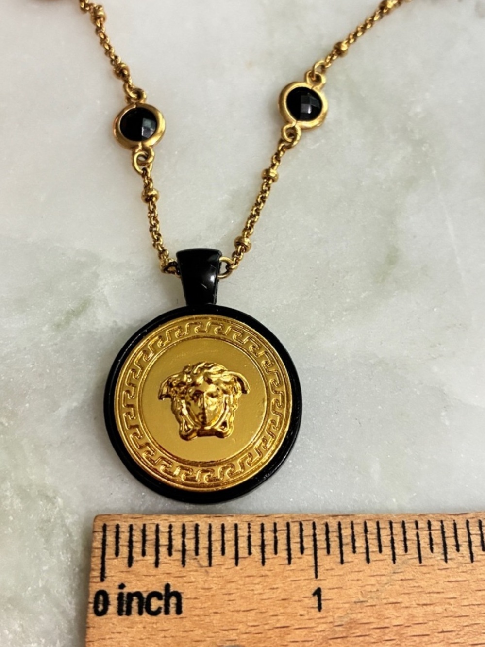 Versace Medusa Button Charm Necklace Upcycled - Picture 7 of 8